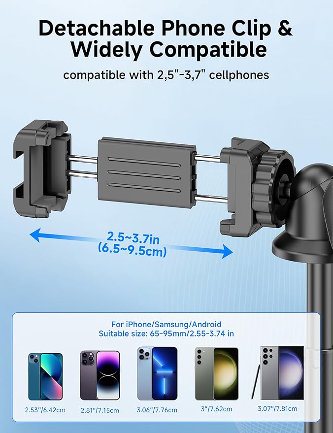 Aluminum Selfie Stick Phone Tripod, 360° Ball Head Selfie Stick - Image 7
