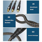 EMK RCA Splitter 2 Male to Female Extension Cable Dual Shielding Gold Plated - Image 4
