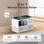 15W Fast Wireless Charger with Bluetooth Speaker and Alarm Clock Radio - Image 2