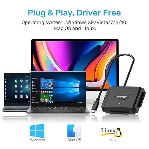Unitek IDE/SATA to USB C 3.0 Adapter, Universal IDE Hard Drive Little Triangle - Image 5