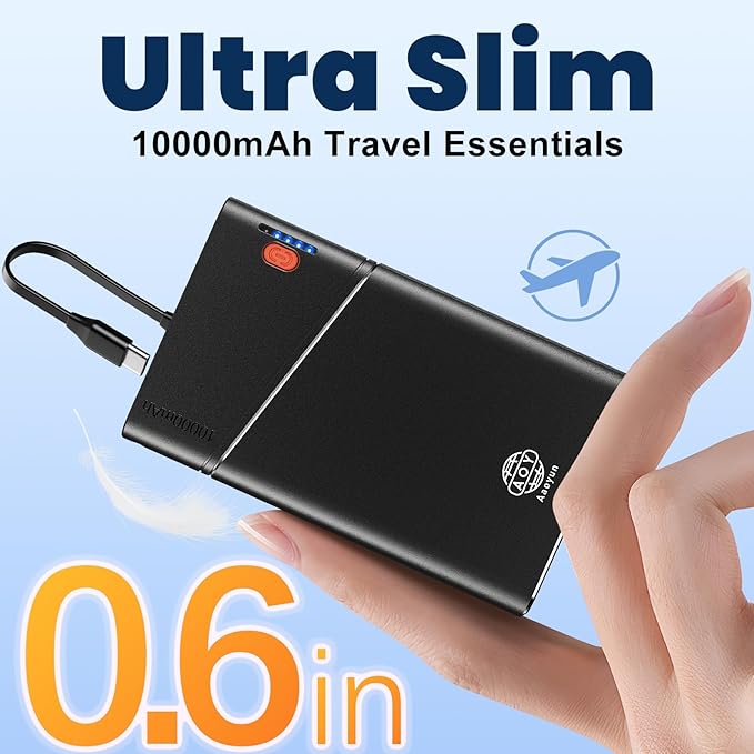 Aaoyun Portable Charger Power Bank, 10000mAh 22.5W PD Fast Charging Powerbank - Image 3