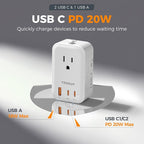 TESSAN Universal Travel Adapter PD 20W, International Power Adapter - Image 5