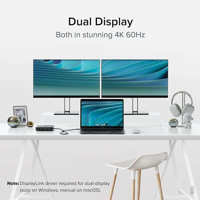 Plugable 7-in-1 USB-C DisplayLink Dock – Dual 4K HDMI, 100W PD Charging - Image 2