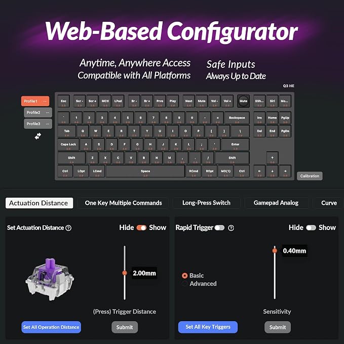 Keychron Q3 HE Wireless Custom Mechanical Keyboard, 2.4 GHz/Bluetooth/Wired QMK - Image 4