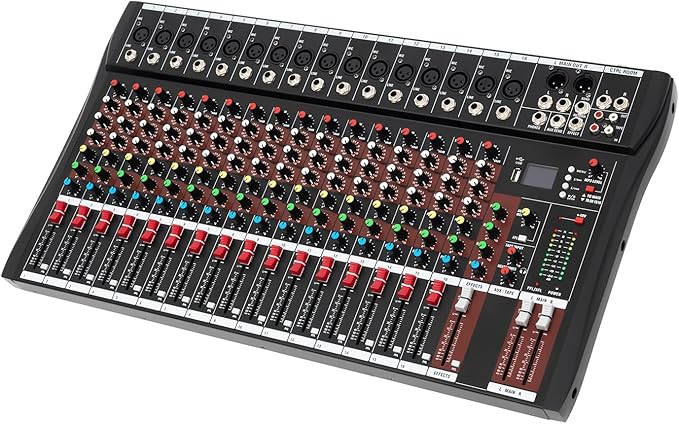 16 Channel Audio Mixer, Mixing Console Sound Mixer DJ Sound Controller by Unknown
