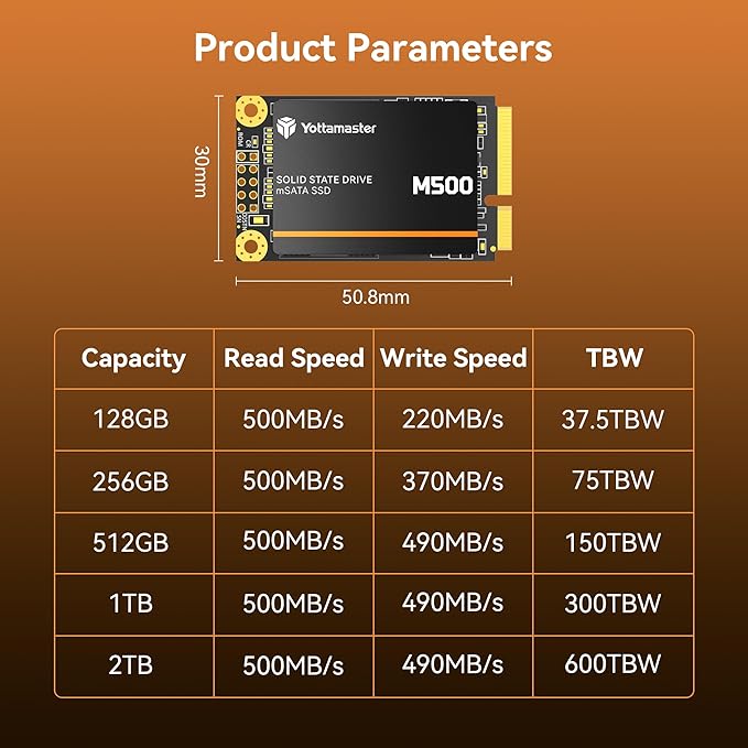Yottamaster M500 128GB mSATA SSD SATA III 6Gb/s, mSATA Internal Solid State - Image 8