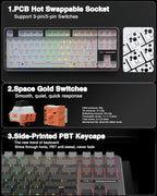 AULA F87 Pro Wireless Mechanical Keyboard, Tri-Mode BT5.0/2.4GHz/USB-C Hot - Image 5