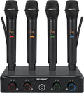 4-Channel Wireless Microphone System, UHF Compact Cordless Mic Set w/ 4x10 by MELONARE