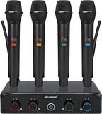 4-Channel Wireless Microphone System, UHF Compact Cordless Mic Set w/ 4x10 by MELONARE