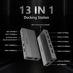 13-in-1 USB C Docking Station: Triple 4K Display, 100W Power Delivery, 5Gbps - Image 2