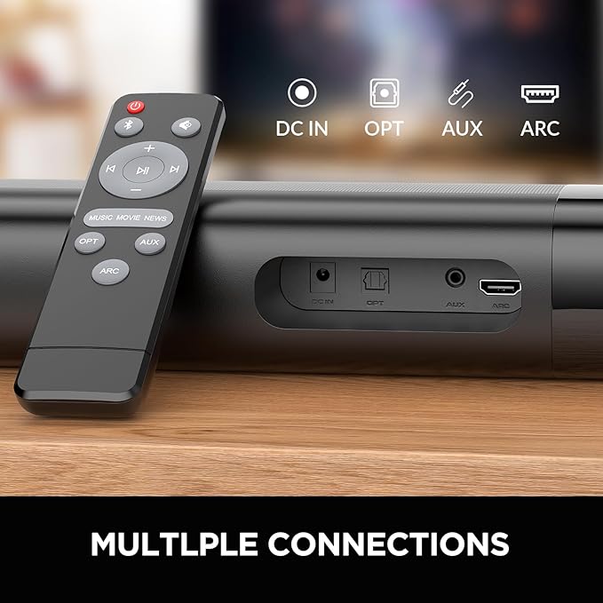 Sound Bar, 80W Soundbar with Bluetooth/ARC/Opt/AUX Connect, with Volume Boost - Image 6