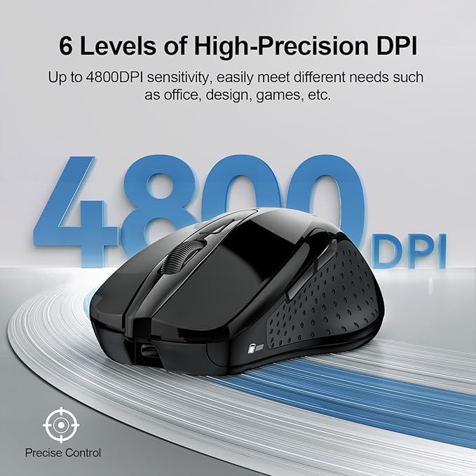 TECKNET Wireless Mouse Rechargeable 4800 DPI Silent USB A & Bluetooth Mouse 6 - Image 5