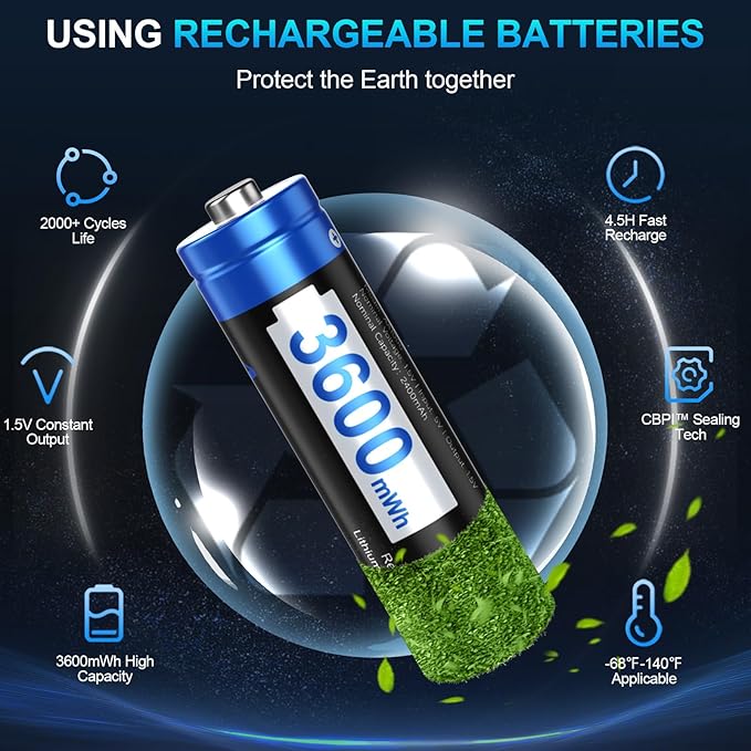A Artman Rechargeable Lithium AA Batteries 12 Pack - Image 7