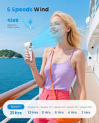 Gaiatop Portable Handheld Mini Fan, 21 Working Hours 6 Speeds, Rechargeable - Image 3