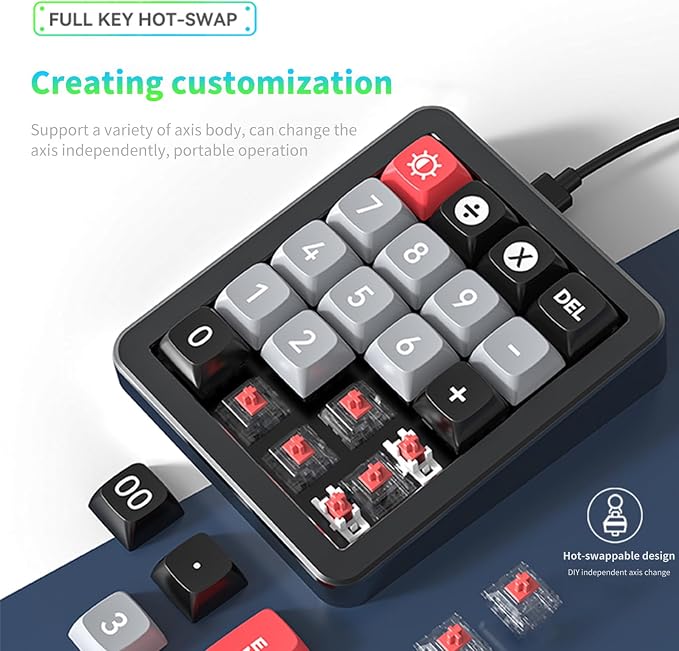 Adventurers K812 Wired Mechanical Numeric Keypad, 19-Key Hot-Swappable RGB - Image 3