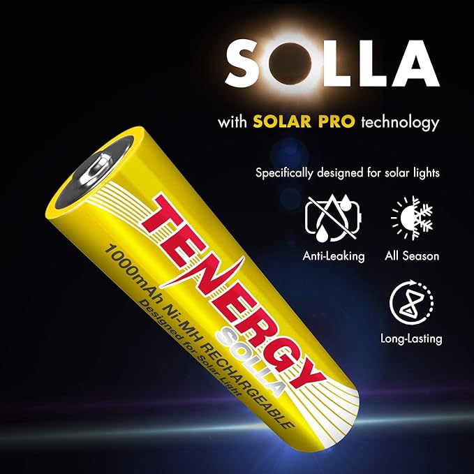 Tenergy Solla Rechargeable NiMH AA Battery, 1000mAh Solar Batteries - Image 2