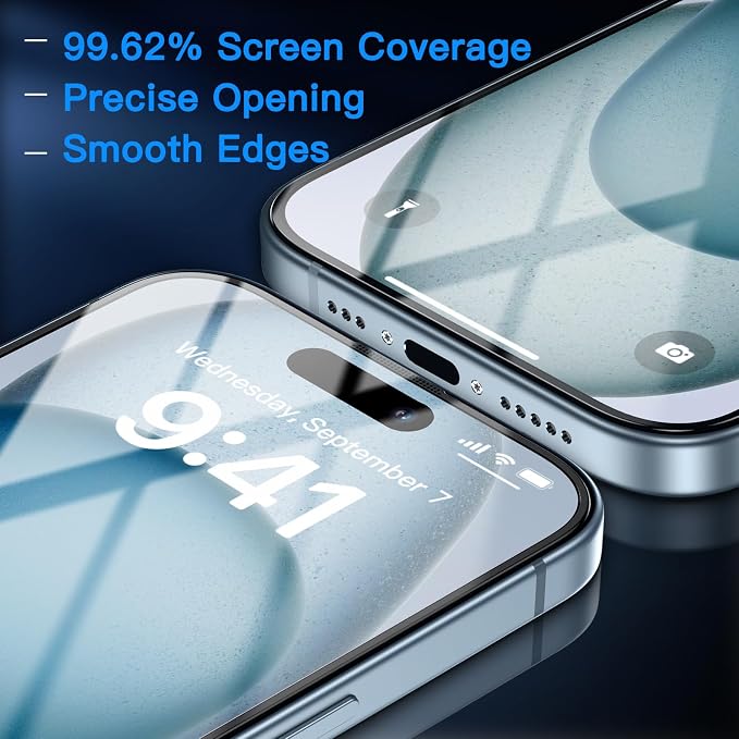 Uyiton Anti-Blue Light for iPhone 15 Screen Protector - Image 6