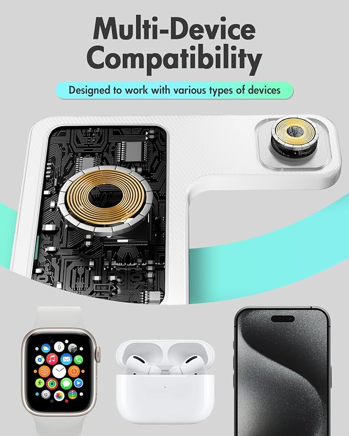 Wireless Charger Stand Charging Station: 3 in 1 Charger Stand Multiple Devices - Image 7