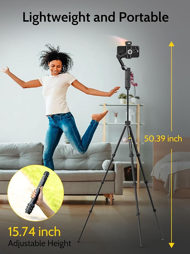 3-Axis Gimbal Stabilizer for iPhone & Android w/RGB Light, Handheld Phone - Image 7