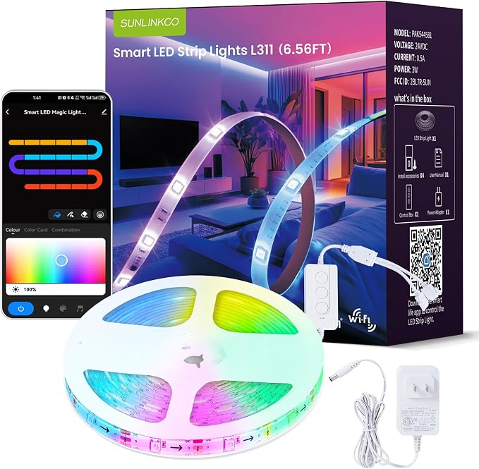 RGB+IC LED Strip Lights, Smart Bluetooth LED Light by SUNLINKCO