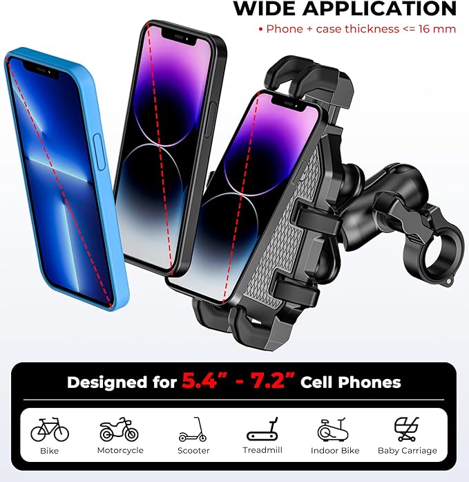 Motorcycle Phone Mount with Vibration Dampener, Anti-Shake Bike Phone Holder - Image 5