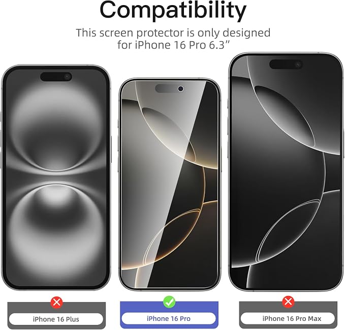 NEW'C 3 Pack Privacy for iPhone 16 Pro Screen Protector, Anti-Spy Tempered - Image 2