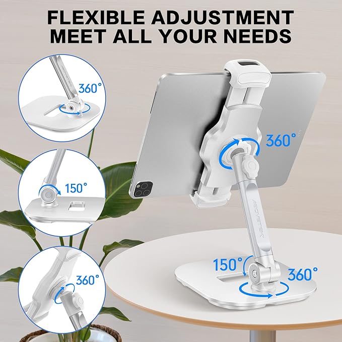 AboveTEK Upgraded Desktop Tablet Stand, 360° Swivel Tablet & Phone Desk Mount - Image 7