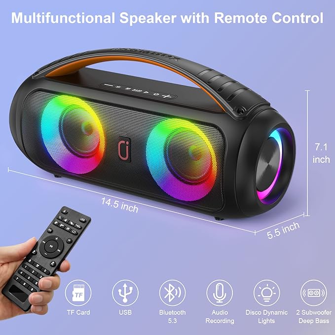 Portable Bluetooth Speaker, Loud Boombox Speaker - Image 7