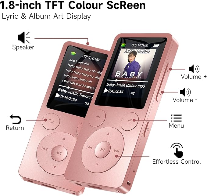 32GB MP3 Player with Bluetooth 5.3, Portable Music Player with Speaker - Image 2