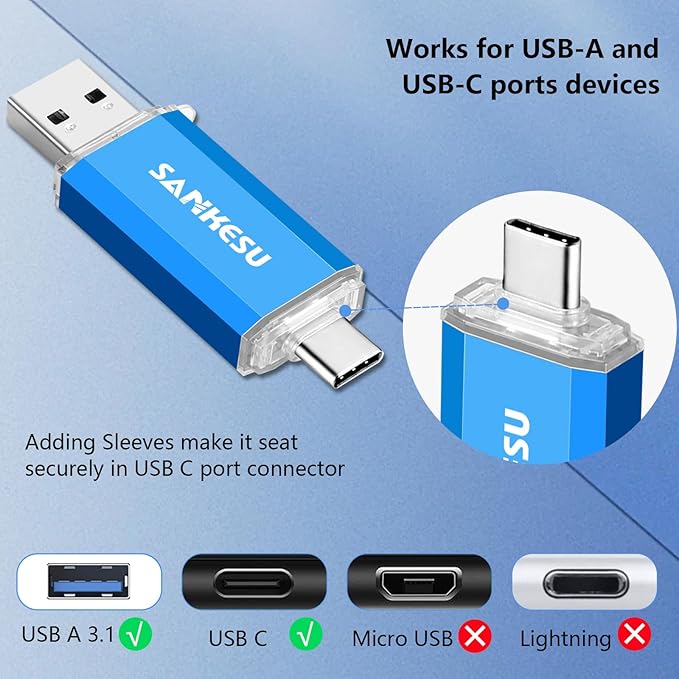 3.0 USB C Flash Drive 512GB, USB-A & Type-C OTG Thumb Stick, Dual Memory Sticks - Image 4