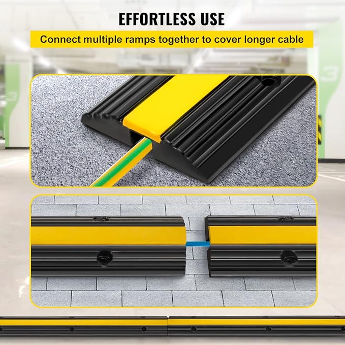 Happybuy 4 Pack of 1-Channel Rubber Cable Protector Ramps Heavy Duty 18000Lbs - Image 6