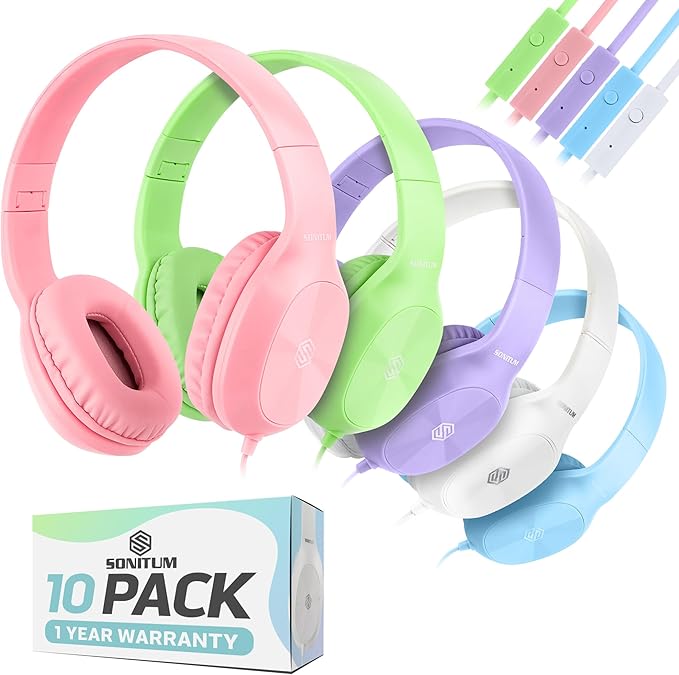 Classroom Headphones-Bulk 10-Pack, by Sonitum