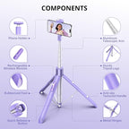 ATUMTEK 60" Selfie Stick Tripod, All-in-One Extendable Phone Tripod - Image 7