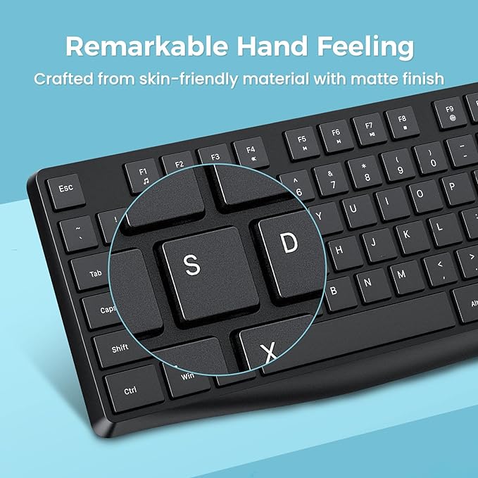 Lovaky MK98 Wireless Keyboard, 2.4G Ergonomic, Computer Keyboard, Enlarged - Image 5
