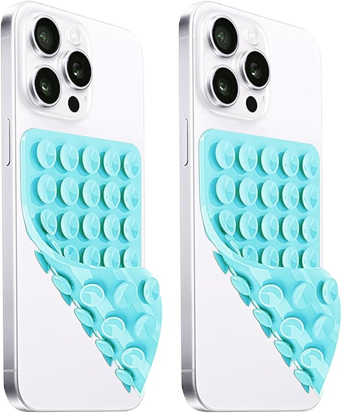 2 Pack Silicone Suction Cup Phone Case Mount Double Sided, Hands-Free Strong by LvShuLiangPin