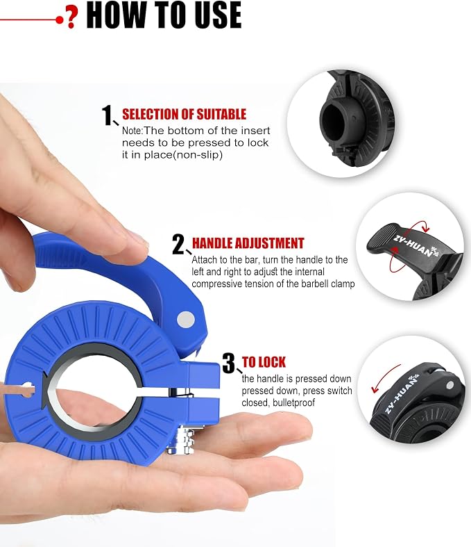 Pro Barbell Clips 1 inch Barbell Clamps 0.9-1.18inch Quick Release Weight Clips - Image 3