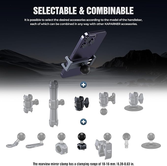 Anti-Theft Motorcycle Phone Mount, Aluminum Dual Socket Arm and U-Bolt Base - Image 7