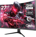 CRUA 27" Curved Gaming Monitor, 2k QHD VA Screen, 165Hz/180Hz Computer Moniter by CRUA