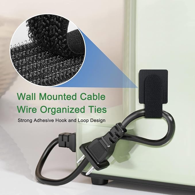 100pcs Hook and Loop Cable Ties, Sticky-Back Cable Straps, Cable Clip, Cord - Image 4