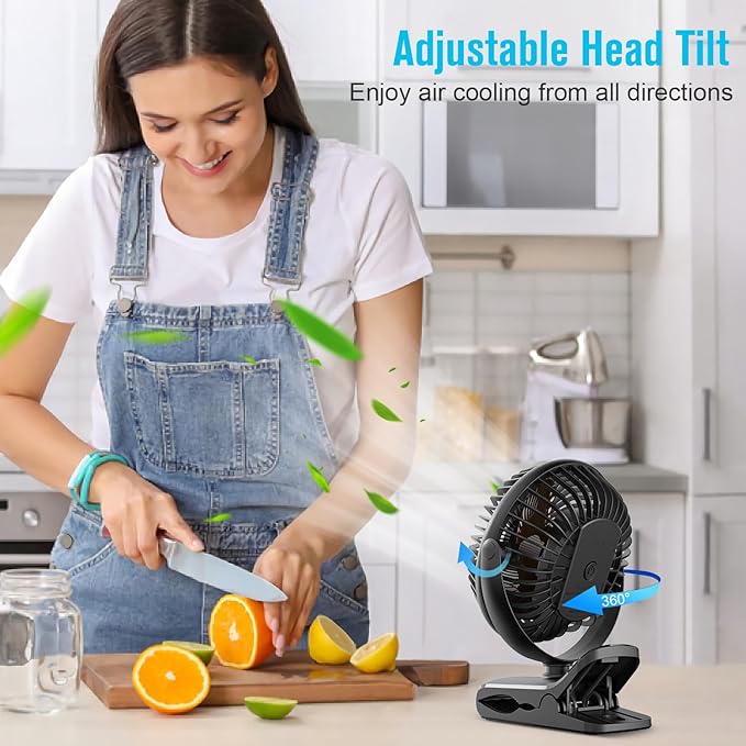BESKAR Portable Clip on Fan Rechargeable, 4 Speeds Small Battery Operated Fan - Image 7