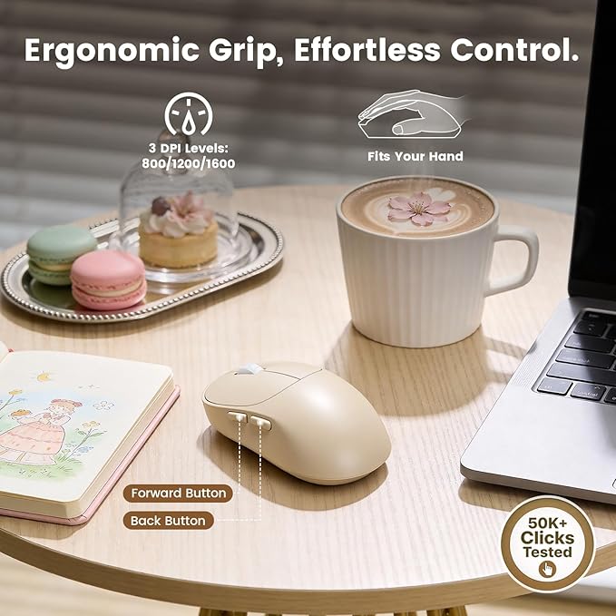 Wireless Keyboard and Mouse Combo, Magnetic Soft-Touch Wrist Rest, Round Keycaps - Image 6
