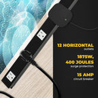 12 Outlets 4 Feet Body Heavy Duty Metal Surge Protector Power Strip - Image 4