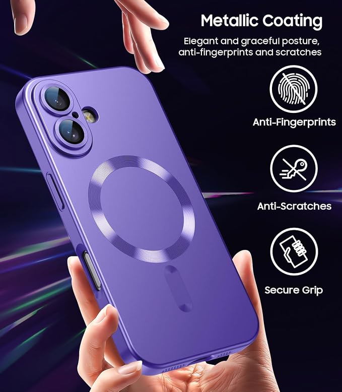 Magnetic for iPhone 16 Case Slim Soft Silicone Bumper Shockproof Metallic - Image 6