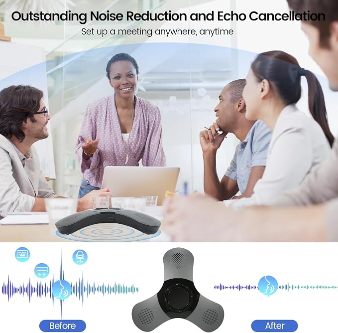 Conference Speaker with Microphone 360°Voice Pickup USB-C Speakerphone Home - Image 3