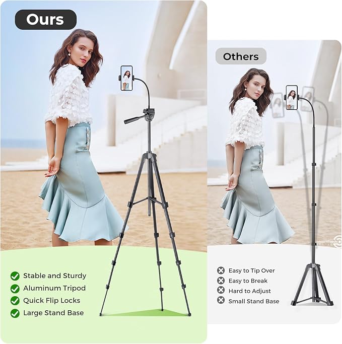 Aureday Phone Tripod, Wireless Remote and Phone Holder, Extendable Cell - Image 5