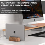 HumanCentric Vertical Laptop Stand in Black Walnut Wood, Upright Adjustable - Image 2