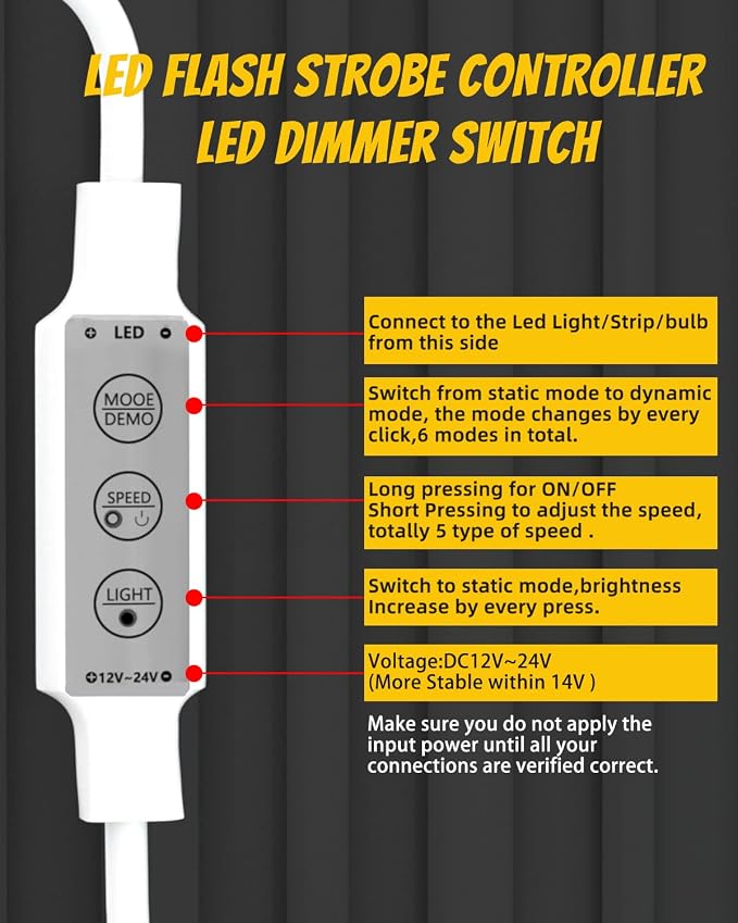YM E-Bright Led Dimmer Switch Inline Mini Flash Strobe Blink Module Controller - Image 5