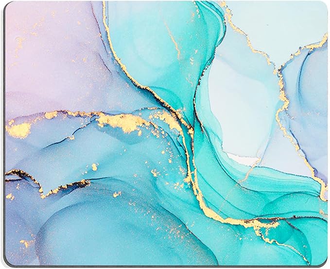 Mouse Pad, Cyan Blue Marble Mouse Pad, Washable Square Cloth Mousepad by Armanza