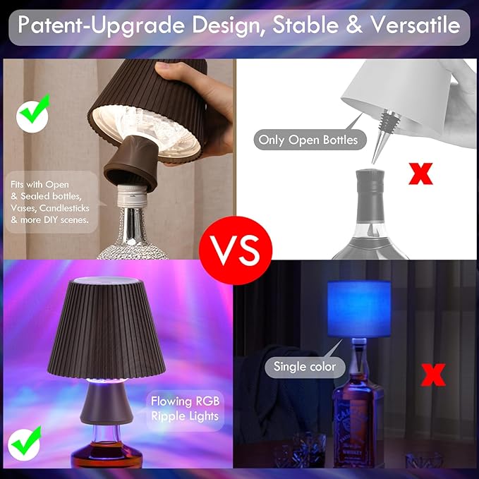 WILIT Wine Bottle Lights for Liquor Bottles, RGB Water Ripple Night Light - Image 5