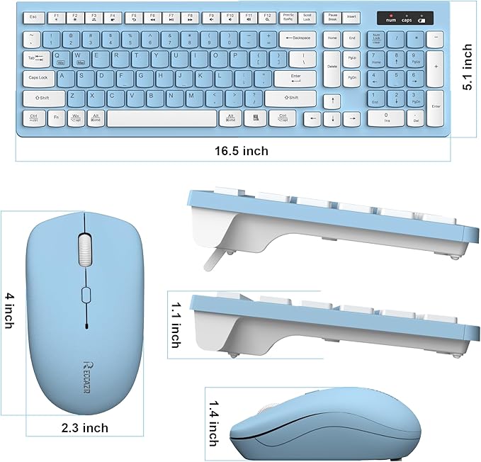 Wireless Keyboard and Mouse Combo, Full-Sized Wireless Keyboard and Adjustable - Image 9